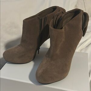 Carlos Santana Brown Suede High Heel Booties